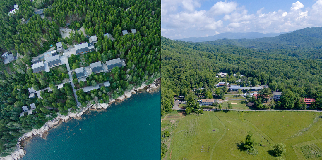 On the left arial view of Haystack and on the right arial view of Penland